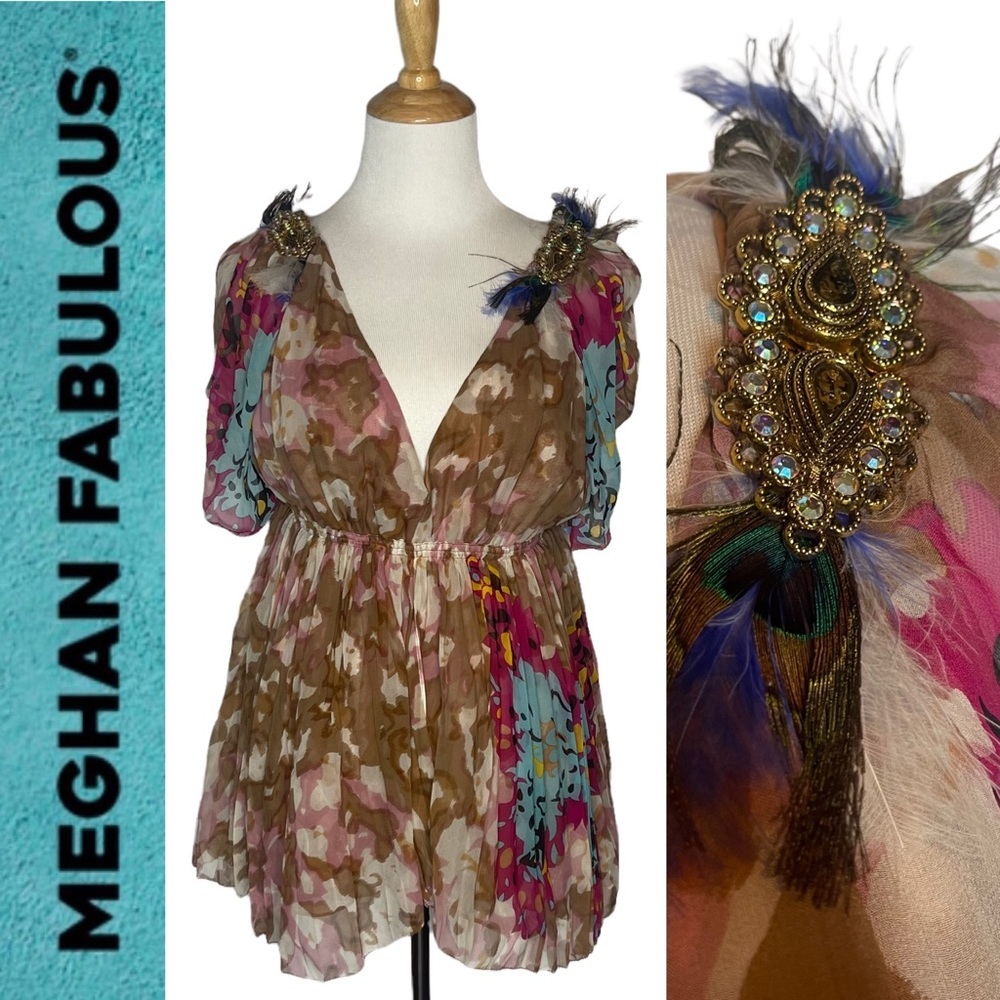 NWT Meghan Fabulous Los Angeles Cassandra Double V Boho Top app s/m